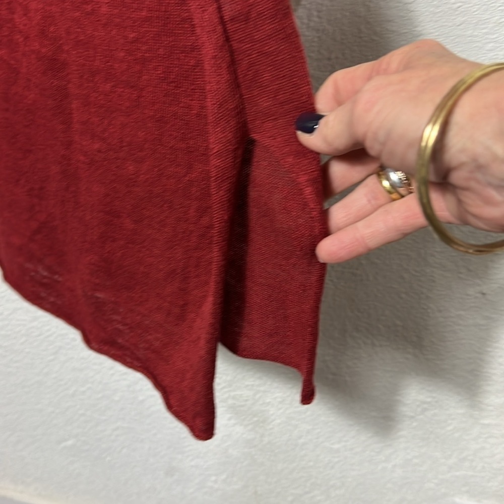 Eskandar Rust Linen Tunic Length Drop Sleeve Top - image 7